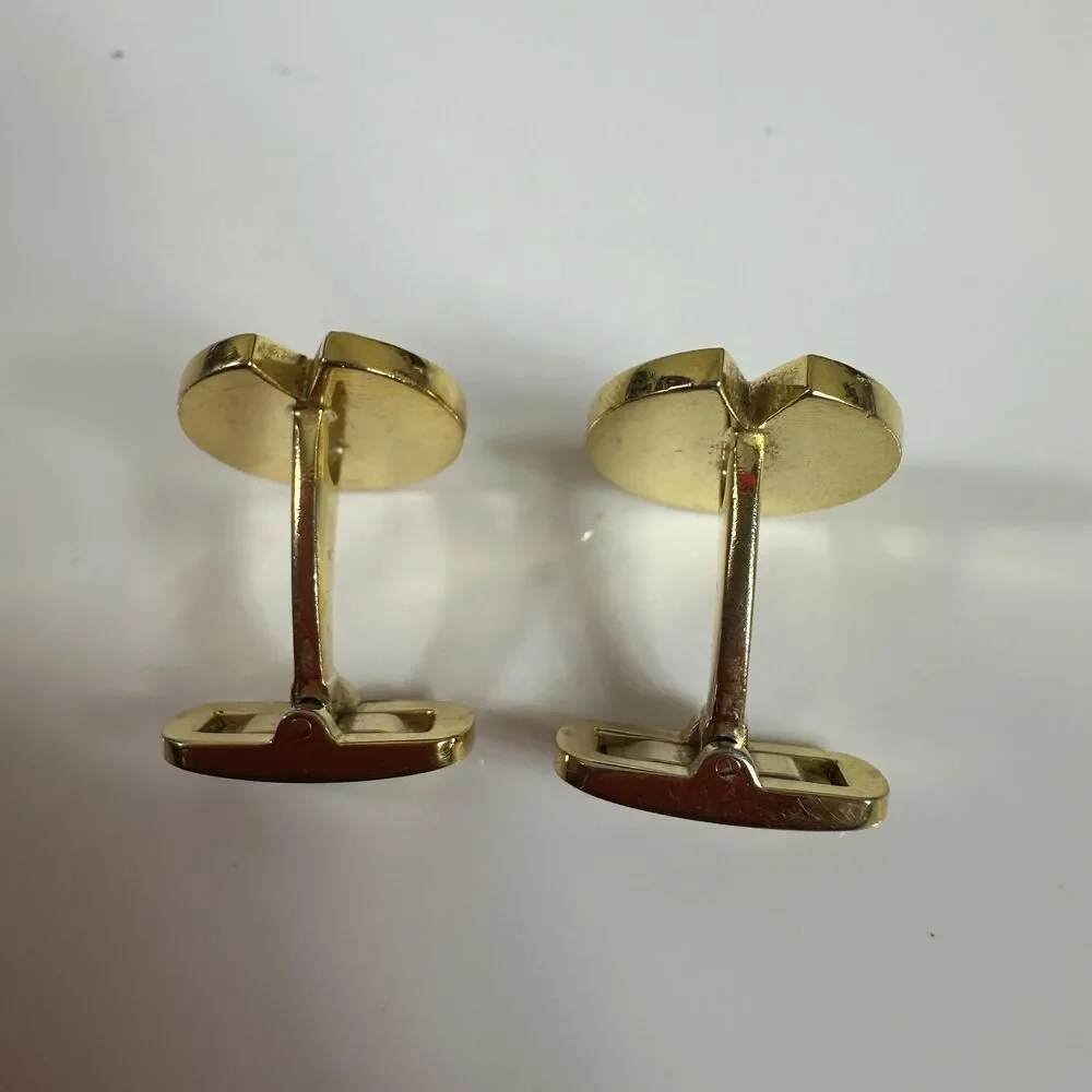 Valentino Garavani Cufflinks Tie Bar Set Mens Gold Mother Of Pearl Shell Logo